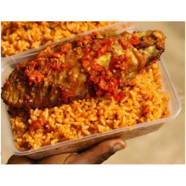 Pack of Jollof Rice with Peppered Turkey
