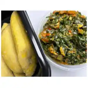 Boiled Plantain and Vegetable Sauce (Plate)